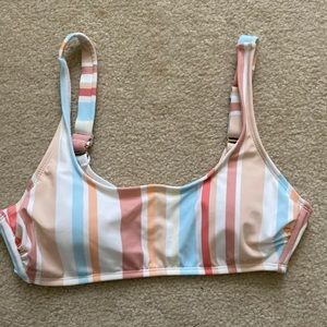 Pastel colored stripe bikini top